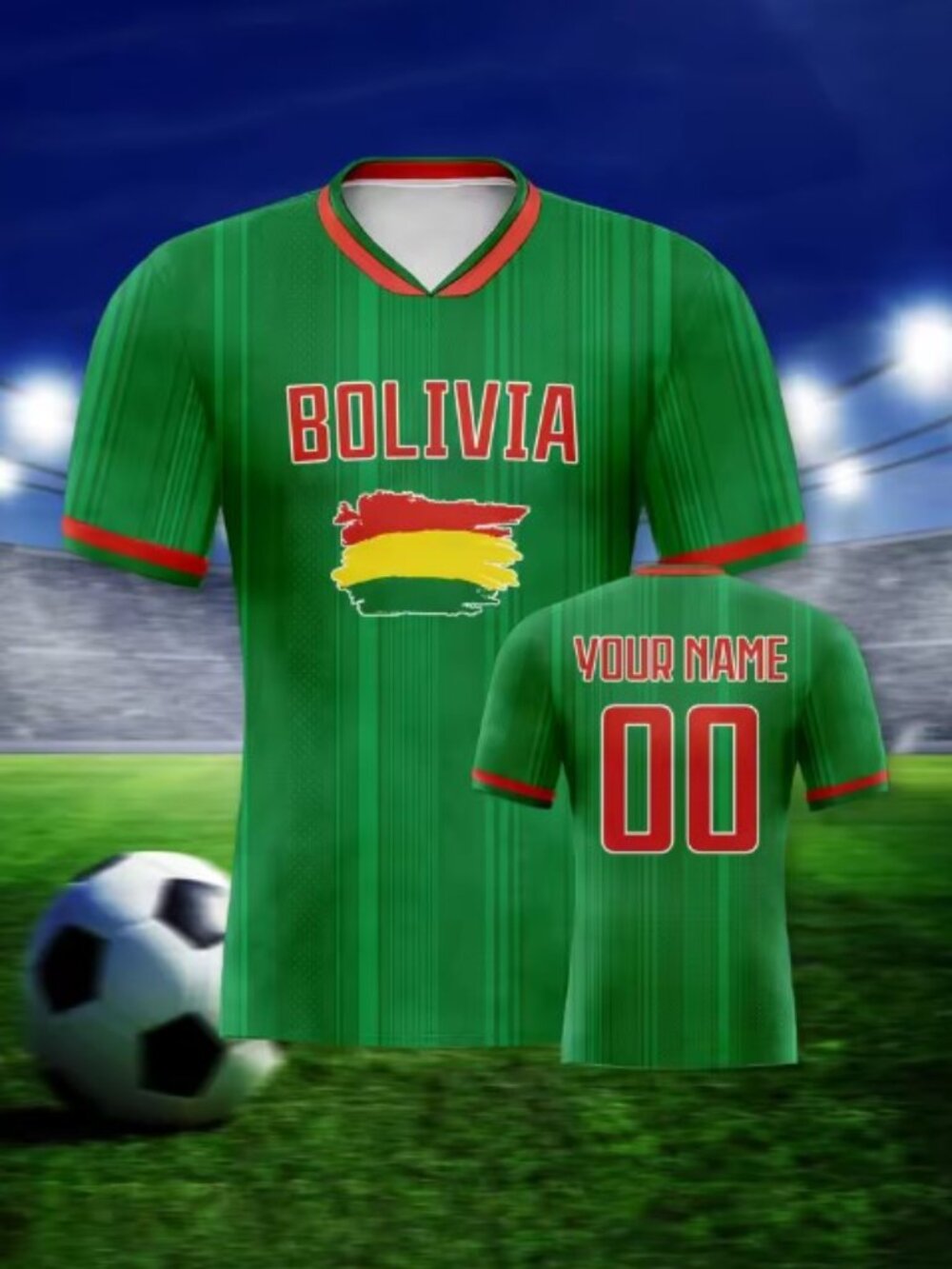 Bolivia Soccer Fan Top - Green with Red/Yellow Accents